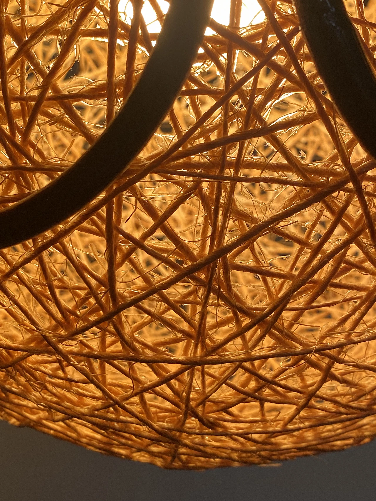 Lampada da soffitto in bambù curvato e corda, anni '70 22