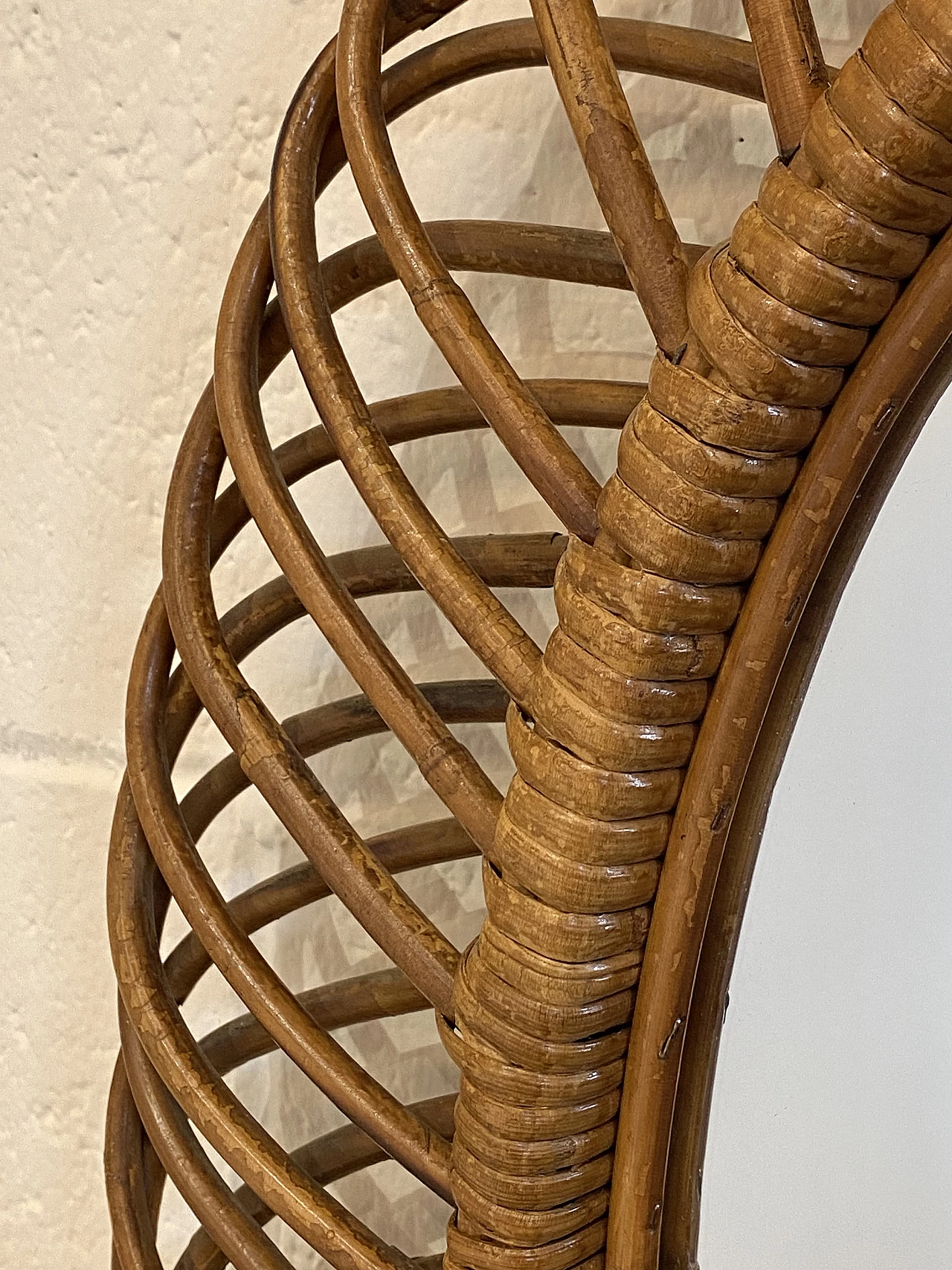 Oval bamboo mirror, 1970s 2