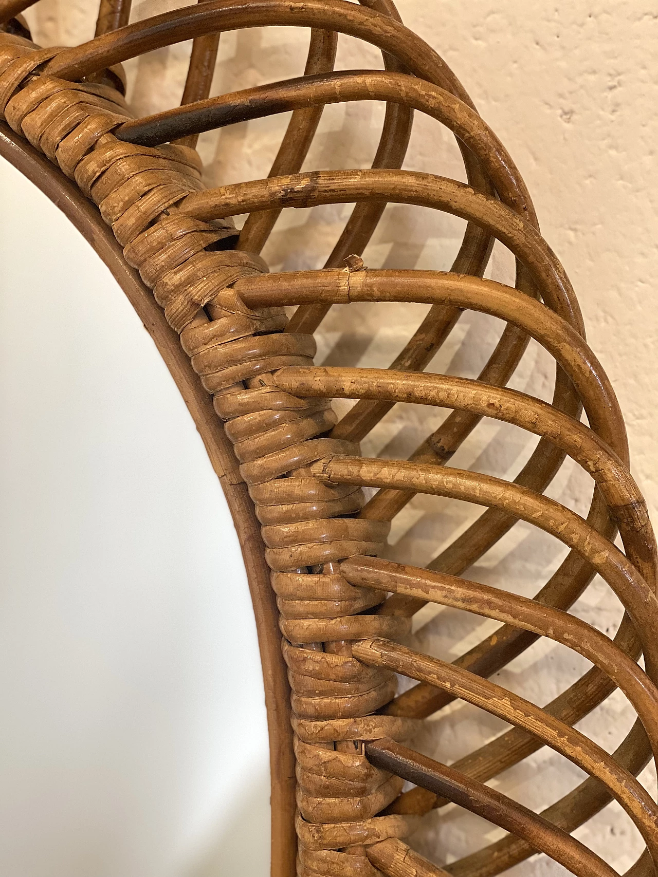 Oval bamboo mirror, 1970s 3