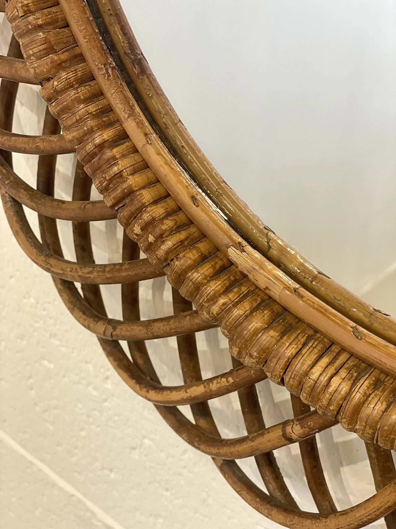 Oval bamboo mirror, 1970s 6