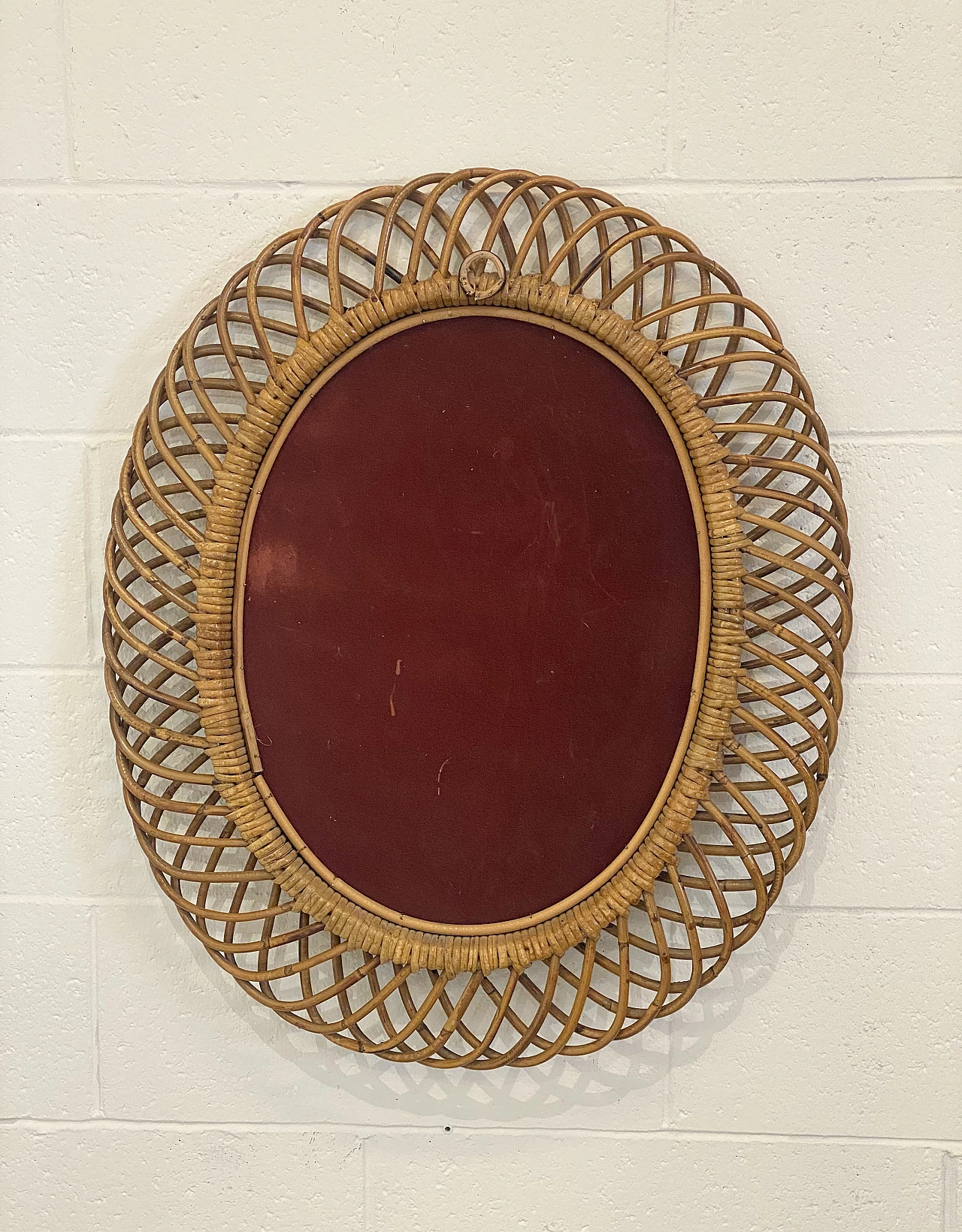 Oval bamboo mirror, 1970s 10
