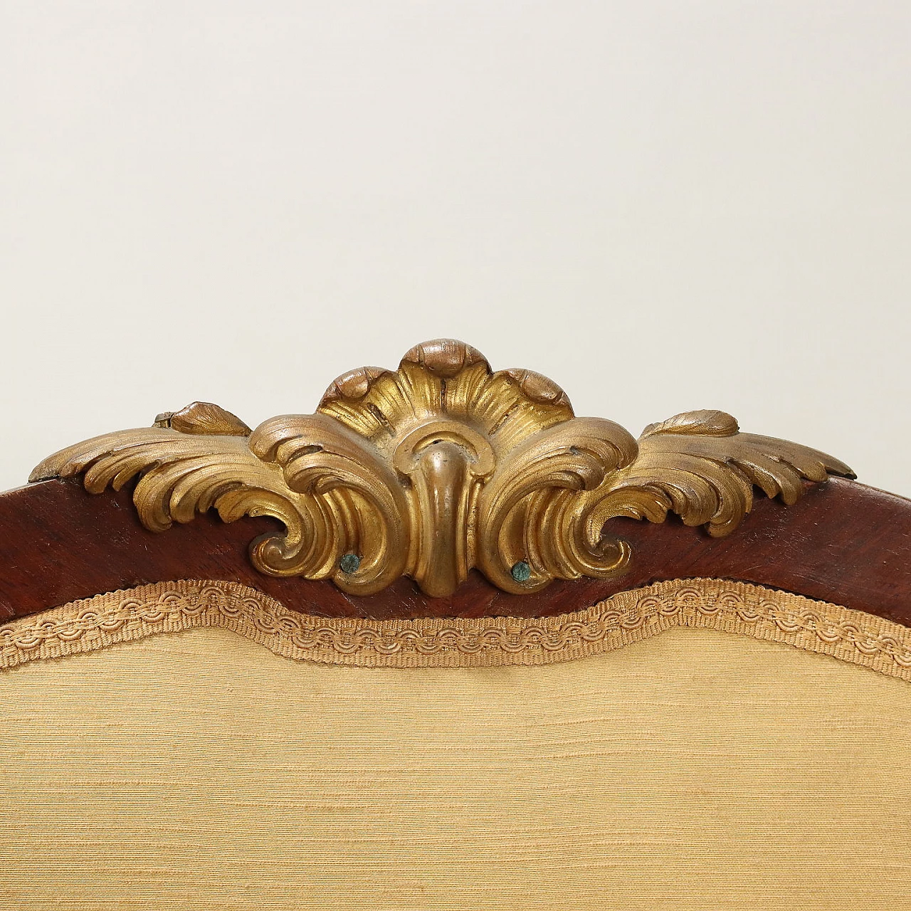 Pair of chairs and an armchair in mahogany with bronze details 5