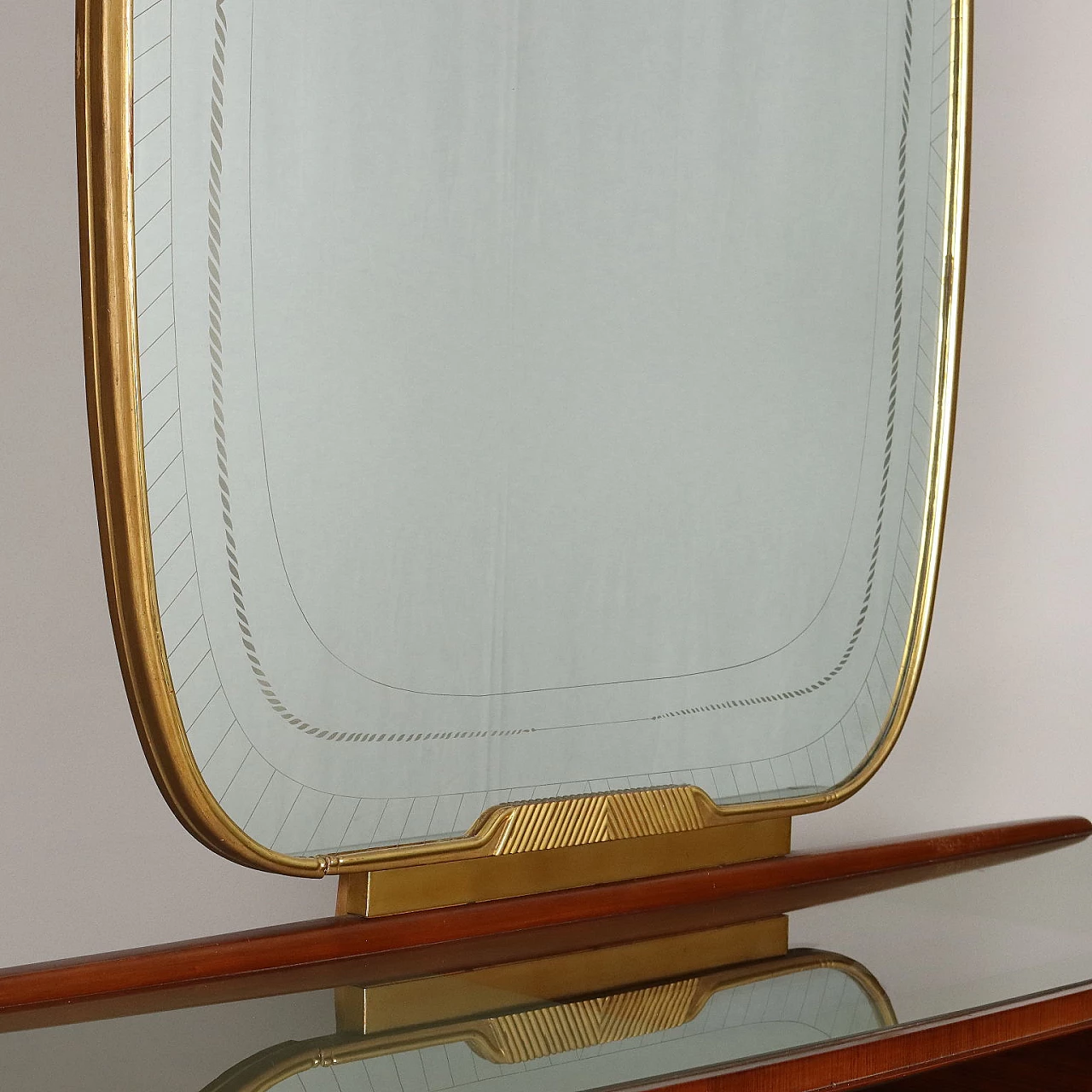 Cassettiera con specchio in impiallicciatura legni esotici, anni '50 4