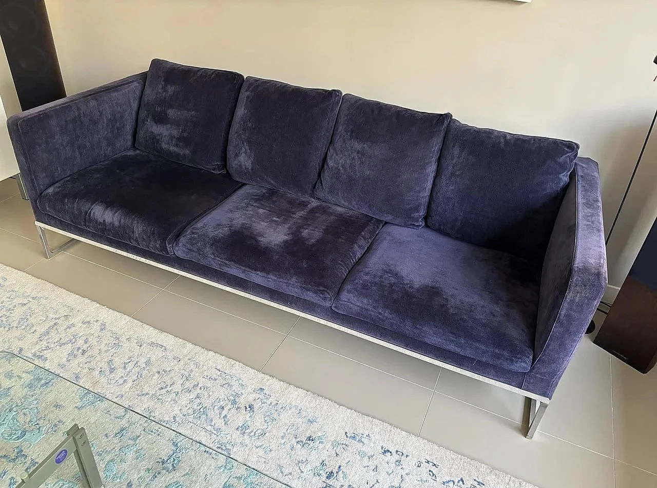 Tight velvet sofa and armchair by Antonio Citterio for B&B Italia 1