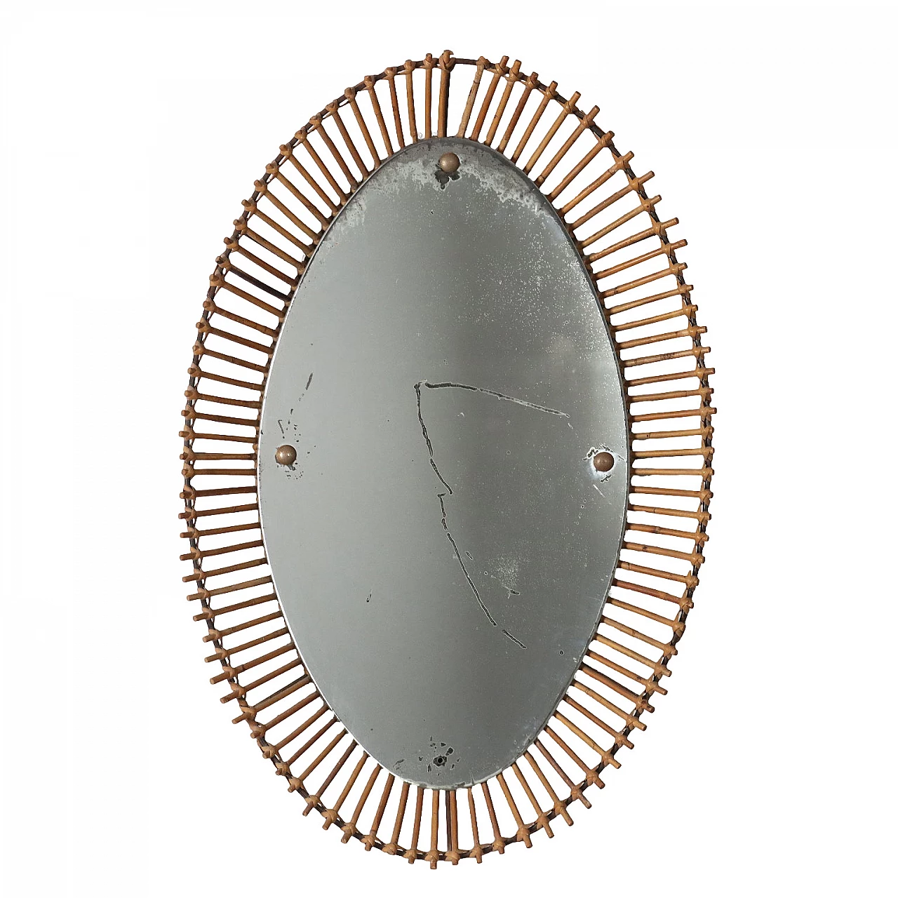 Wall mirror with bamboo frame, 1950s 1