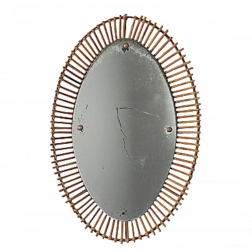 Wall mirror with bamboo frame, 1950s