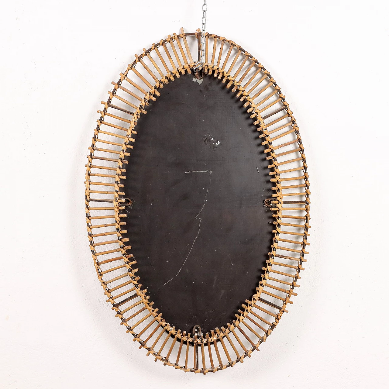 Wall mirror with bamboo frame, 1950s 9