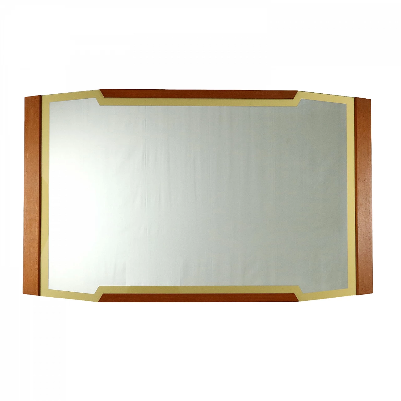 Mirror with teak frame and back-painted band, 1960s 1