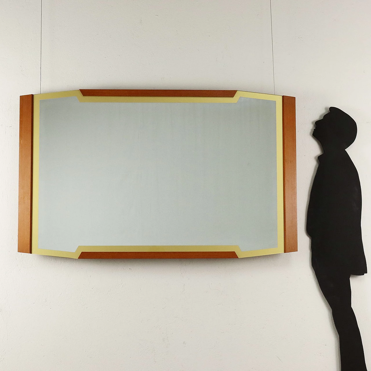 Mirror with teak frame and back-painted band, 1960s 2