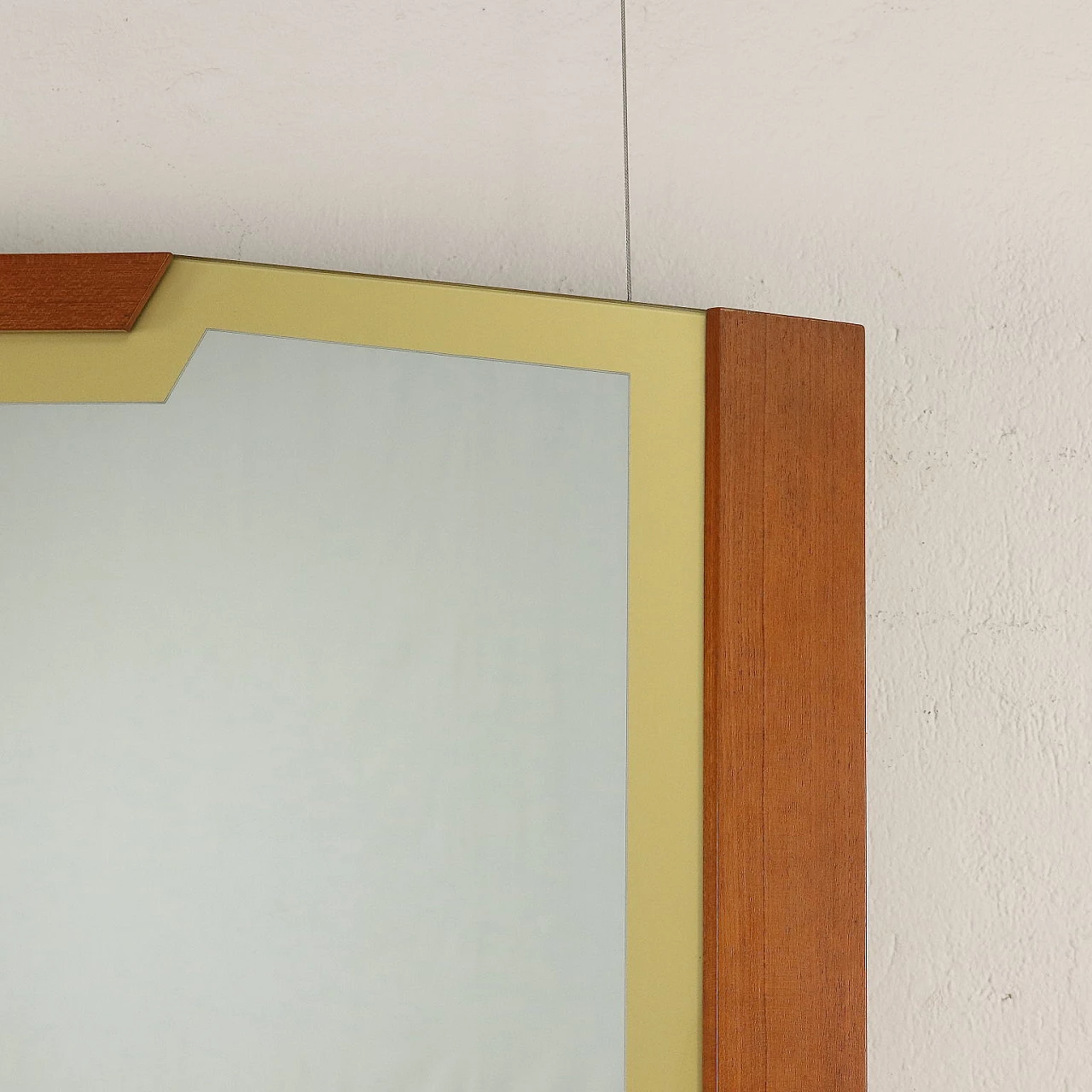 Mirror with teak frame and back-painted band, 1960s 4