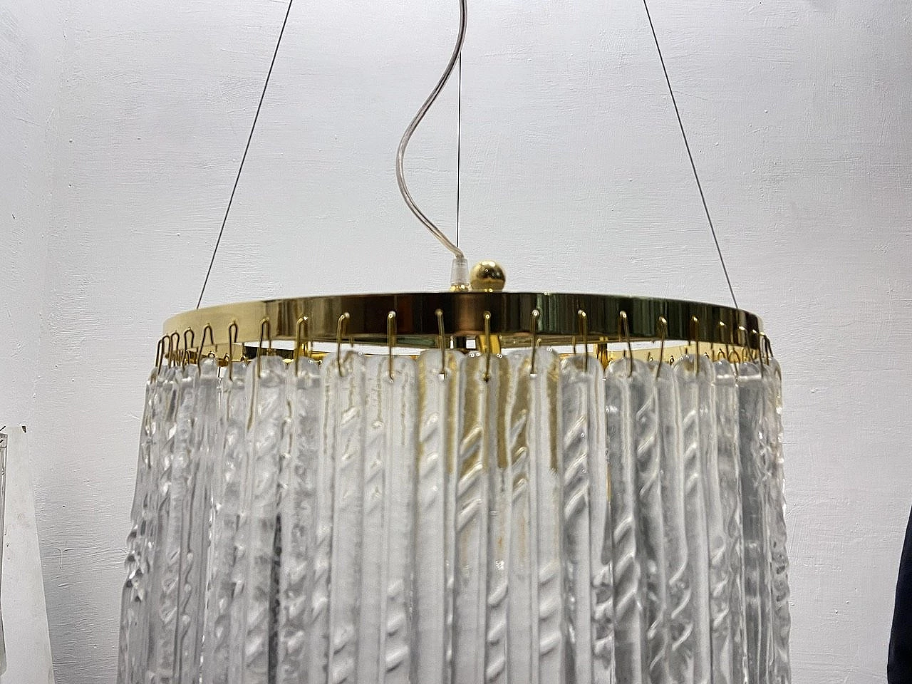 Murano glass and brass stem chandelier, 1980s 5