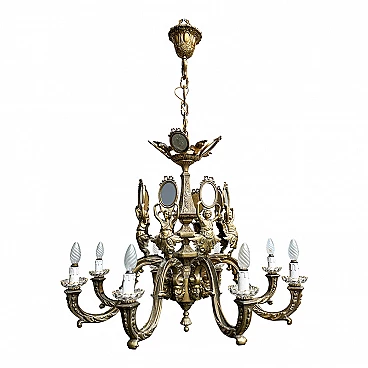 Eight-light gilded bronze chandelier, 1920s