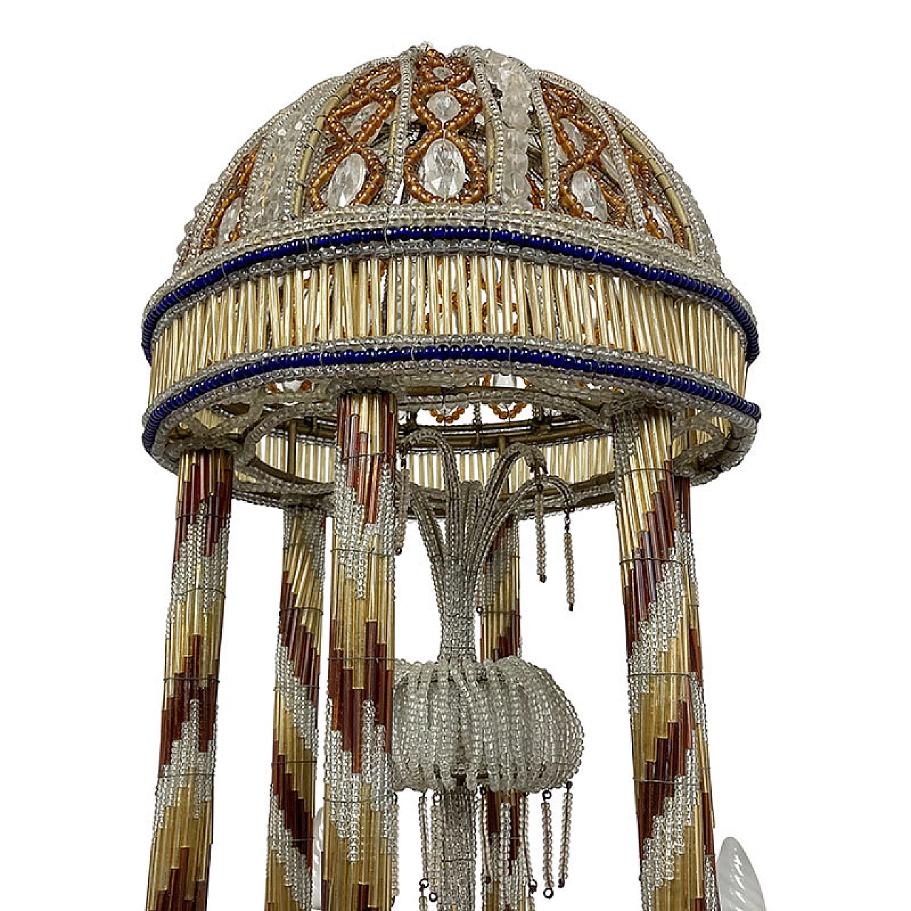 Pavilion-shaped ceiling lamp in Murano glass and metal, 1940s 6
