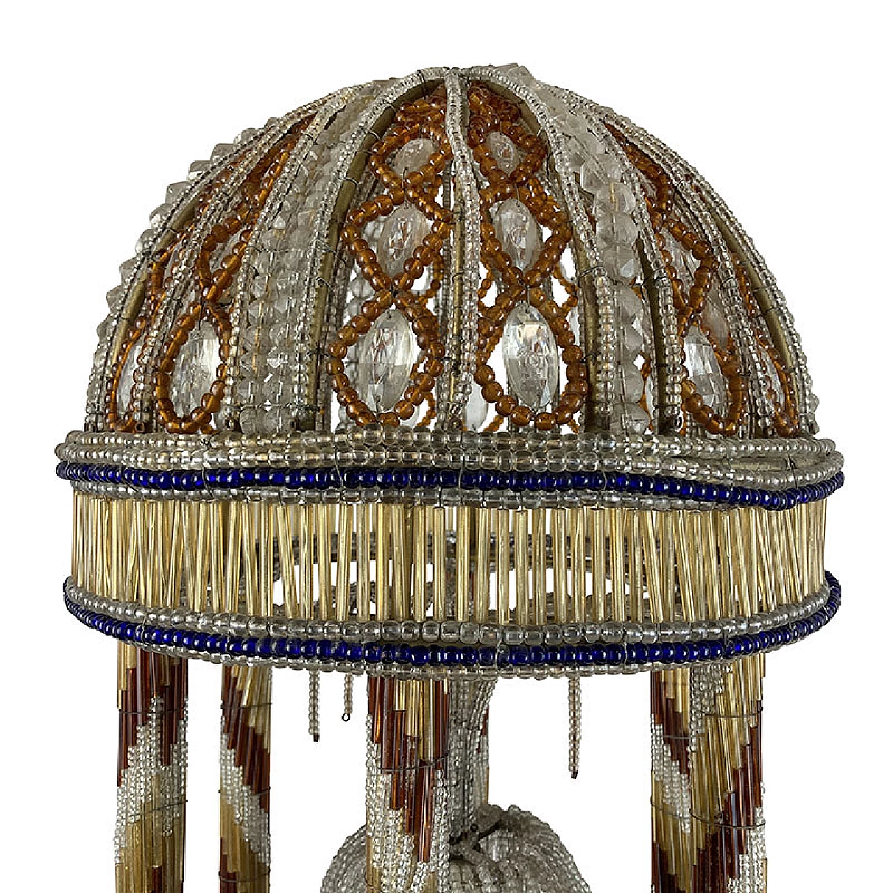 Pavilion-shaped ceiling lamp in Murano glass and metal, 1940s 7