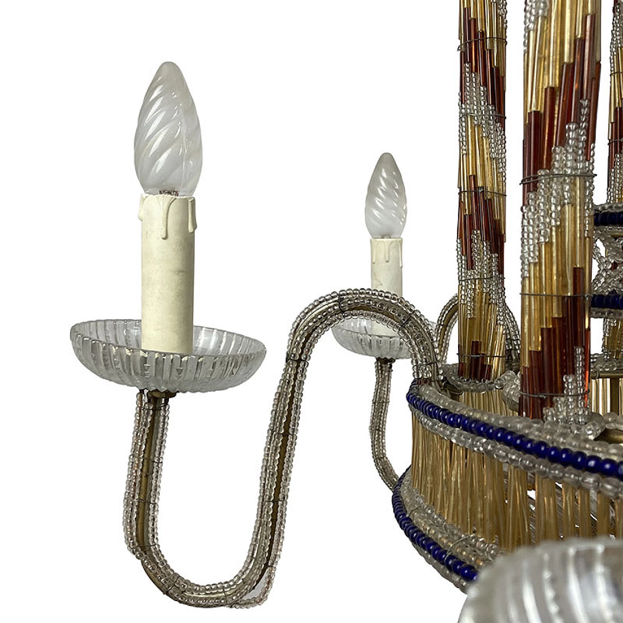 Pavilion-shaped ceiling lamp in Murano glass and metal, 1940s 10
