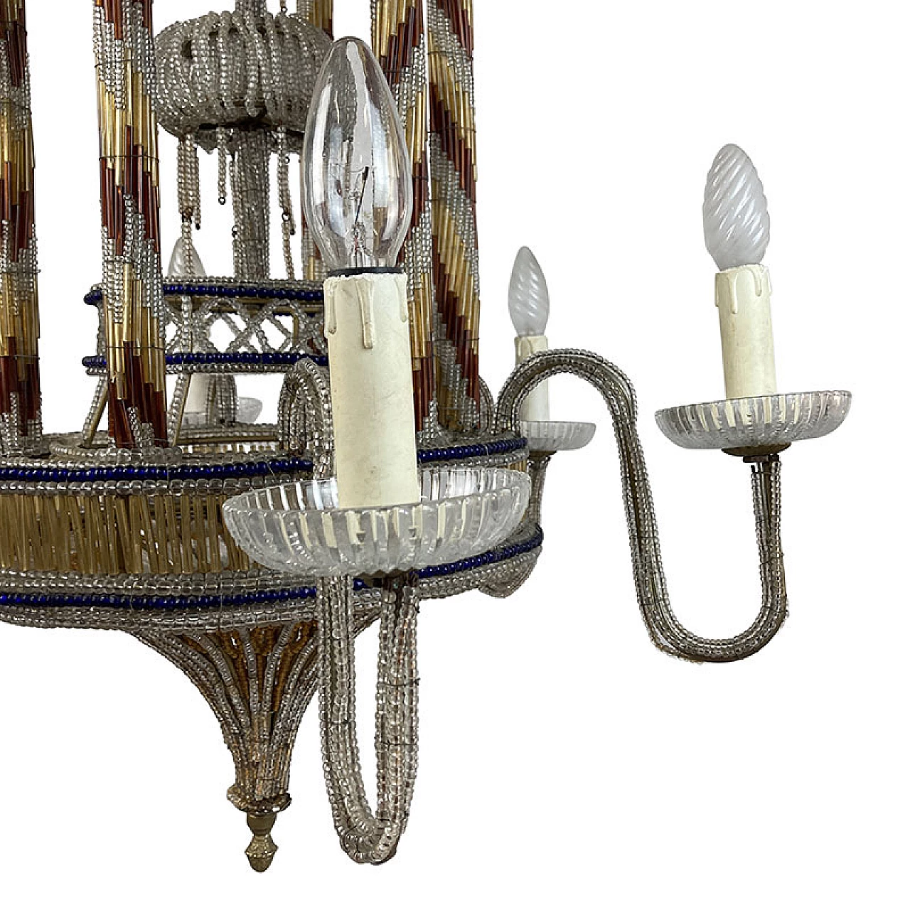 Lampada a forma di padiglione in vetro di Murano e metallo, anni '40 11
