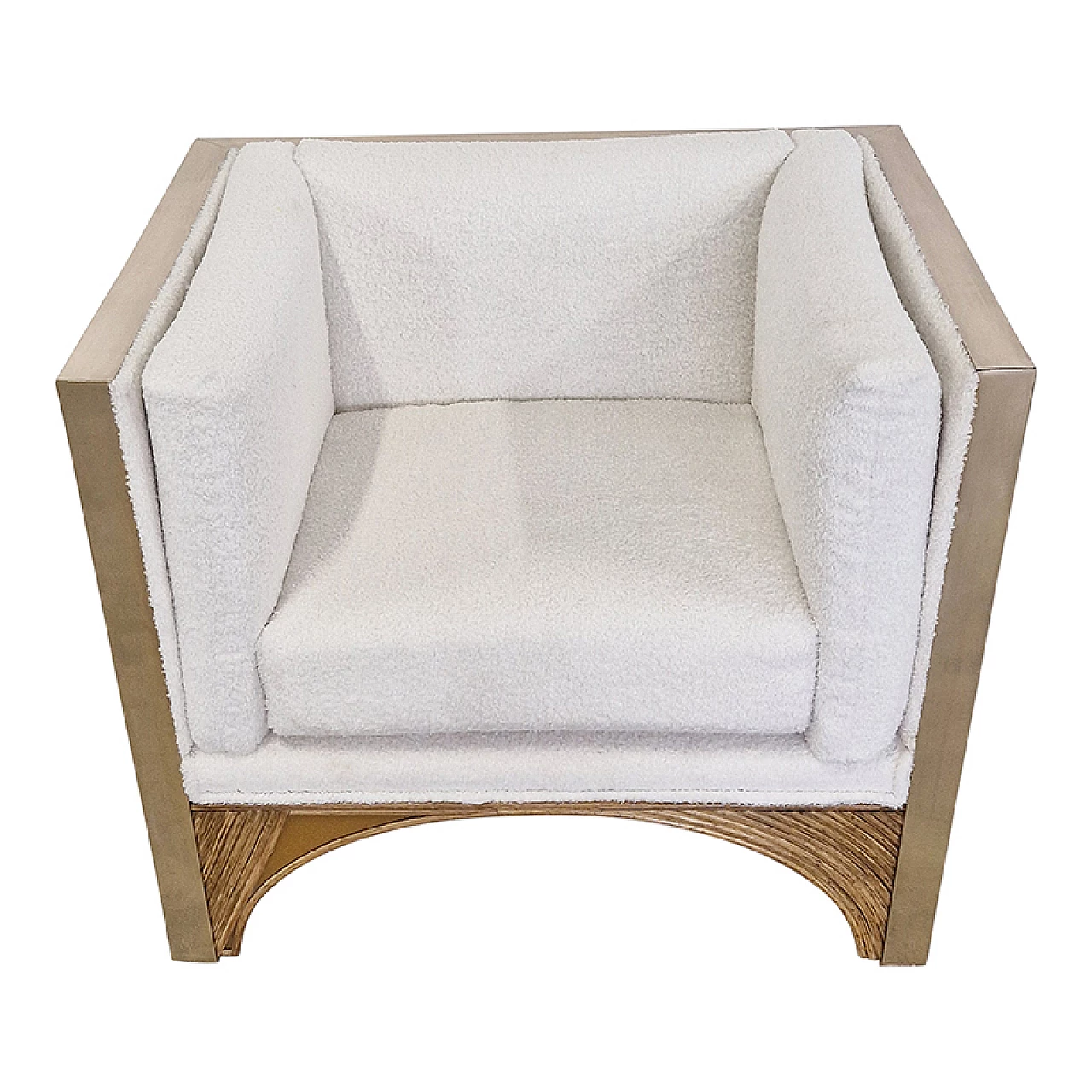 Bamboo and colored glass armchair with wool padding 2
