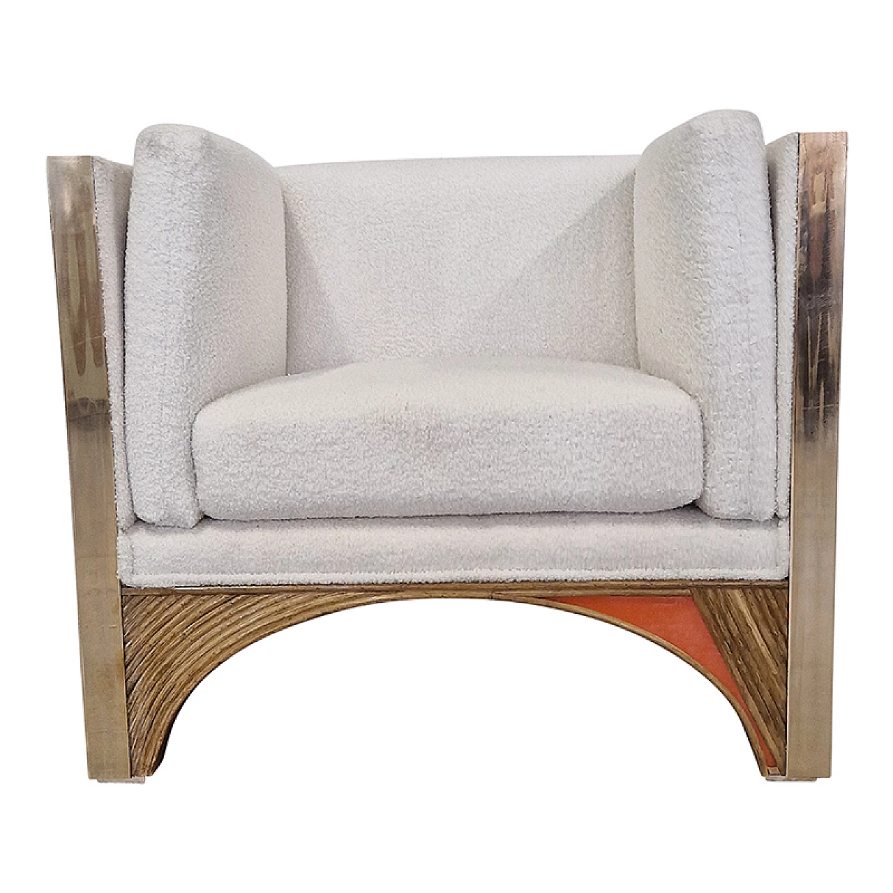 Bamboo and white & orange glass armchair 1