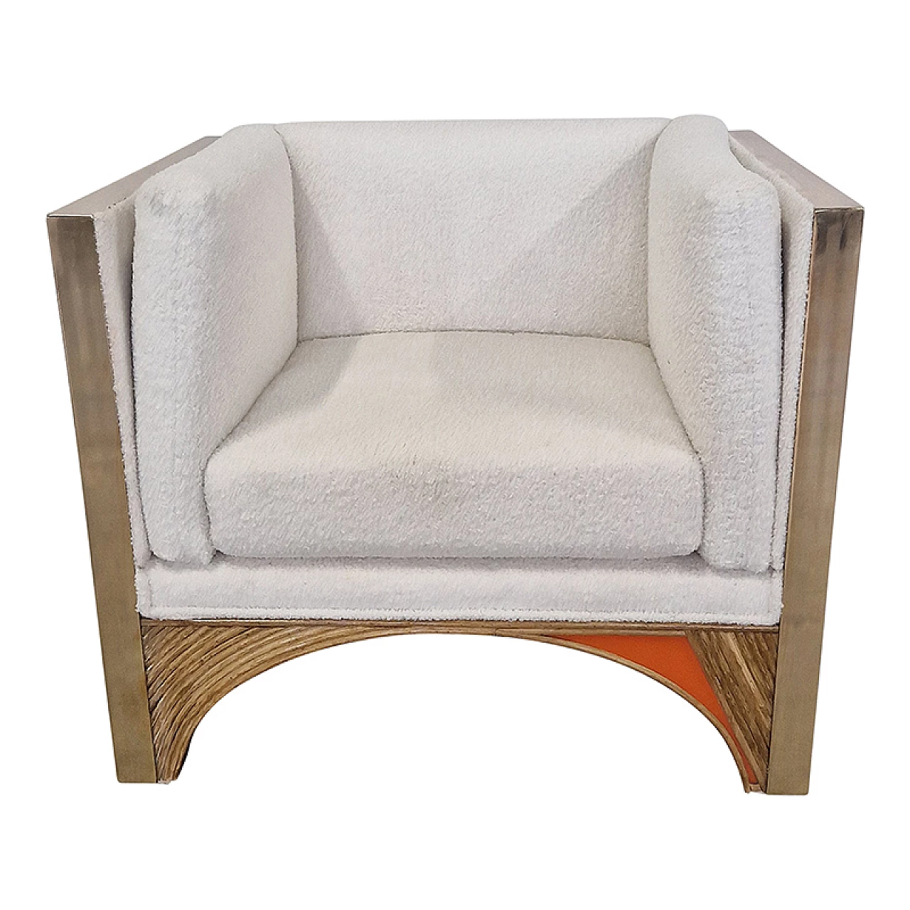 Bamboo and white & orange glass armchair 2