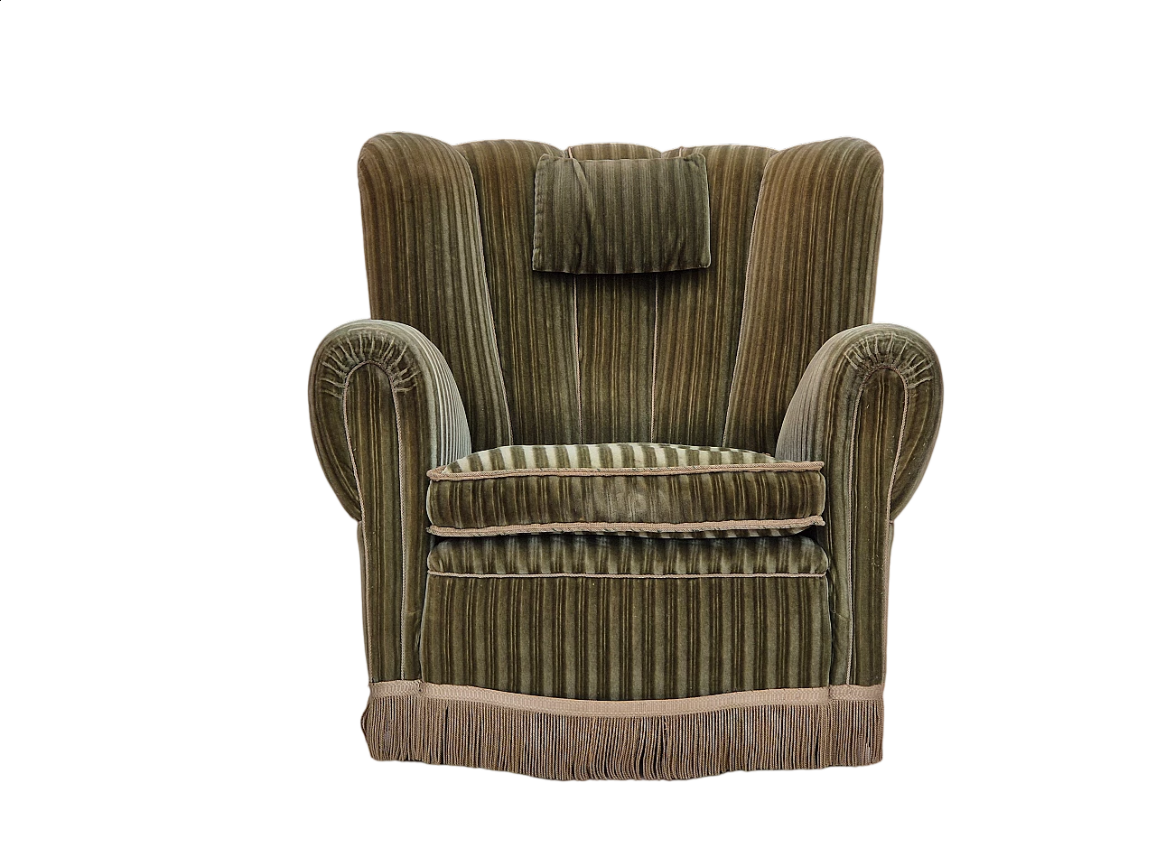 Danish armchair in green velour and and beech wood, 1960s 13