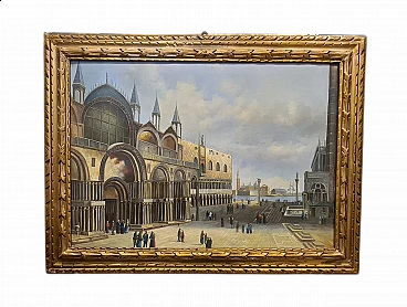 Veduta di Piazza San Marco a Venezia, olio su tela, anni '50