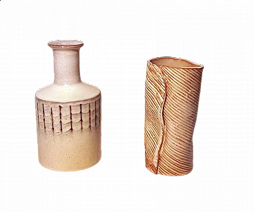 Bottiglia e vaso in ceramica smaltato di Menozzi, anni '70
