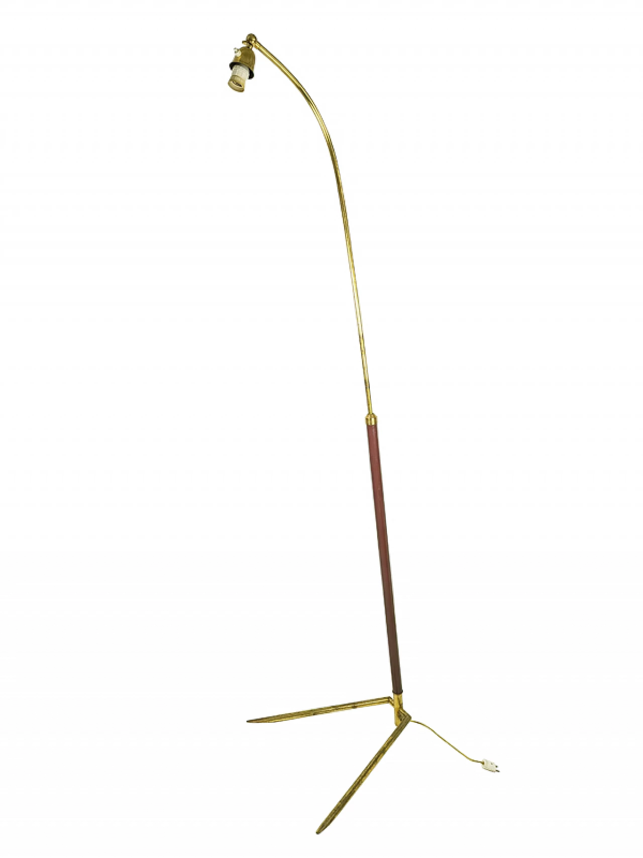 Burgundy floor lamp in metal and brass, 1950s 1