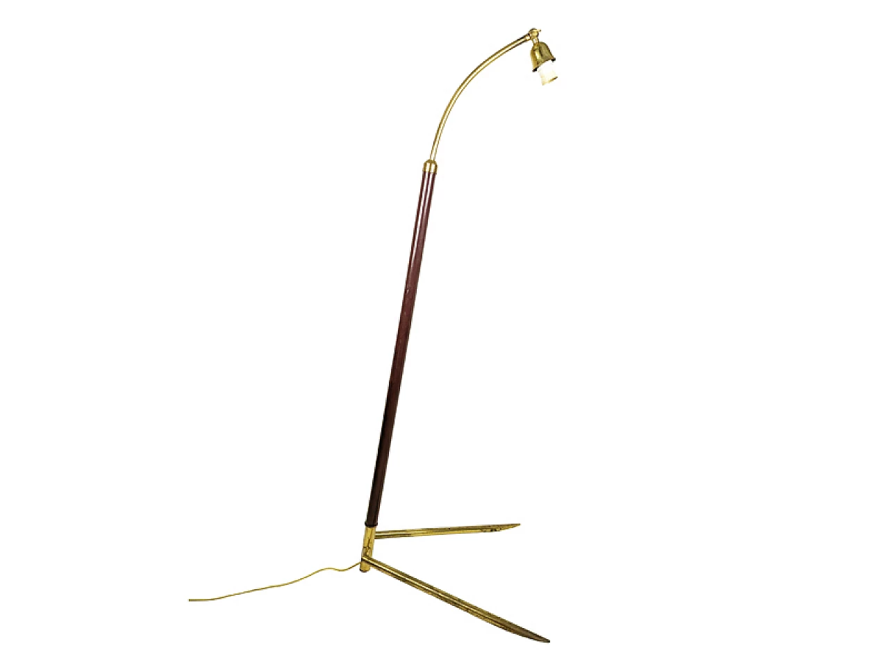 Burgundy floor lamp in metal and brass, 1950s 3