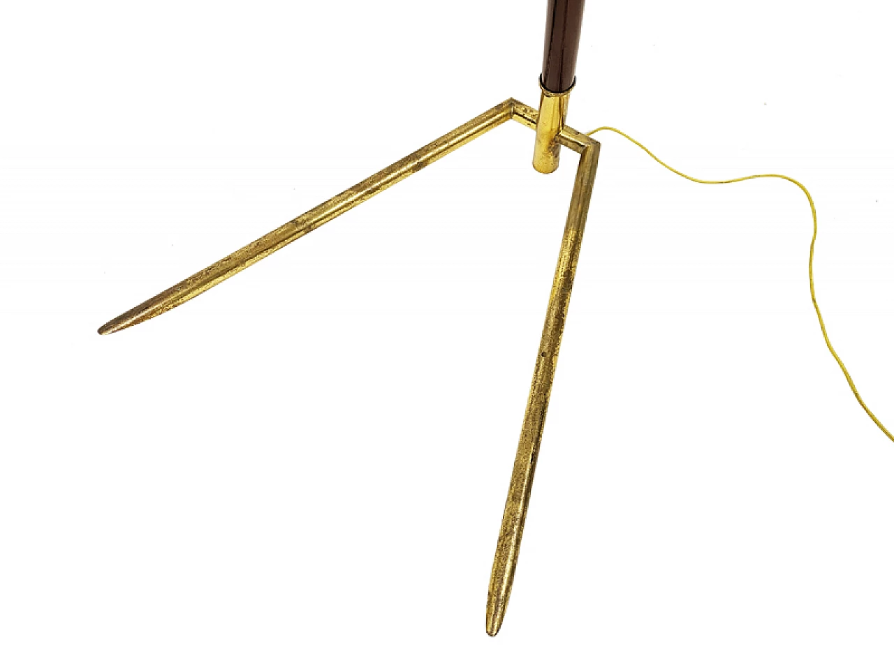 Burgundy floor lamp in metal and brass, 1950s 12