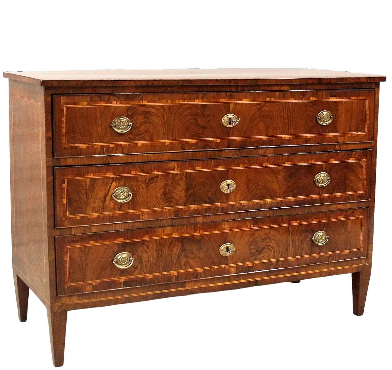 Cassettone Luigi XVI emiliano in noce con intarsi, '700 11