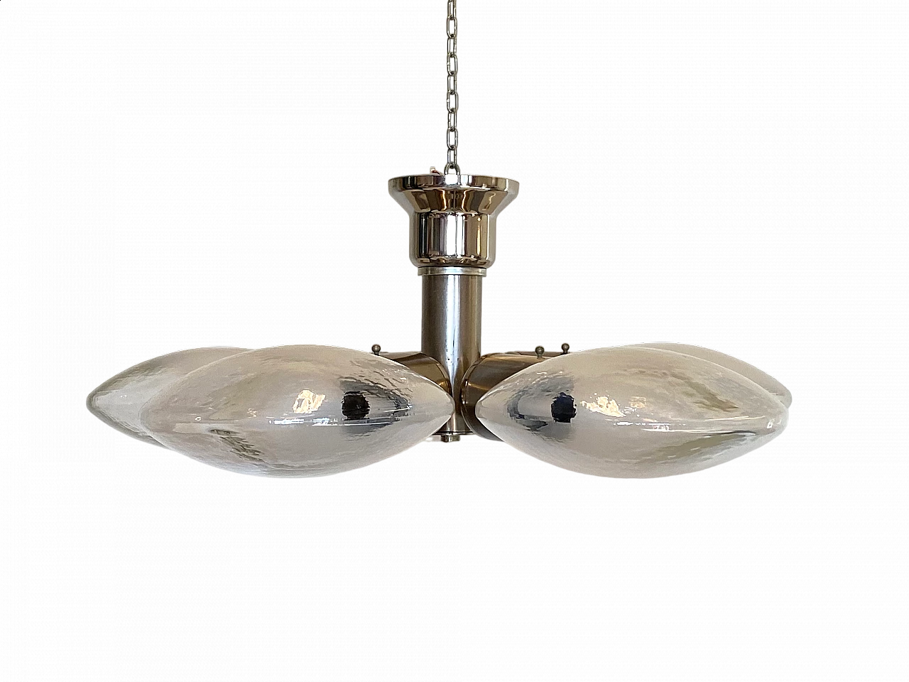 Steel and glass chandelier in the style of Carlo Nason, 1970s 17