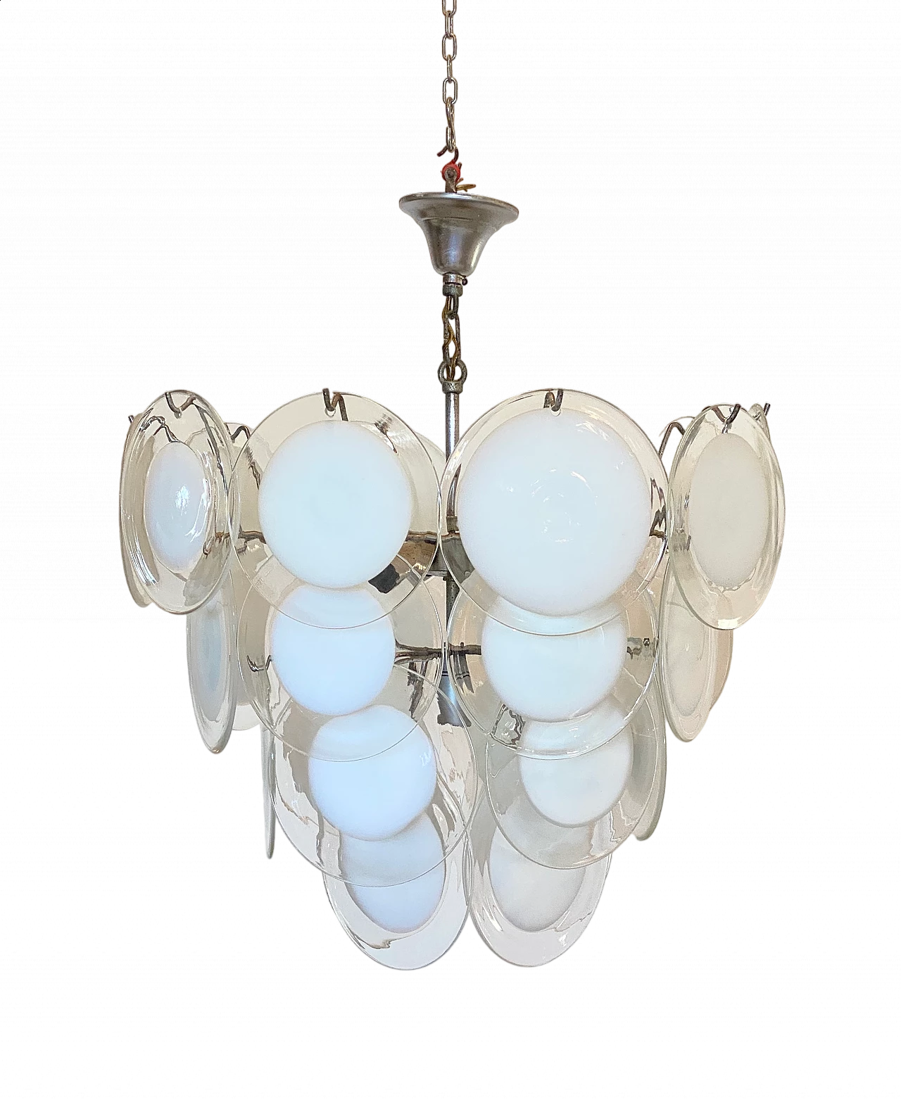 Chandelier in iron, steel and glass by Vistosi, 1960s 15