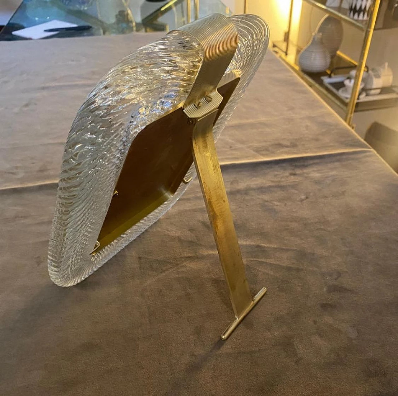 Murano glass and brass photo frame in Barovier style, 1980s 4