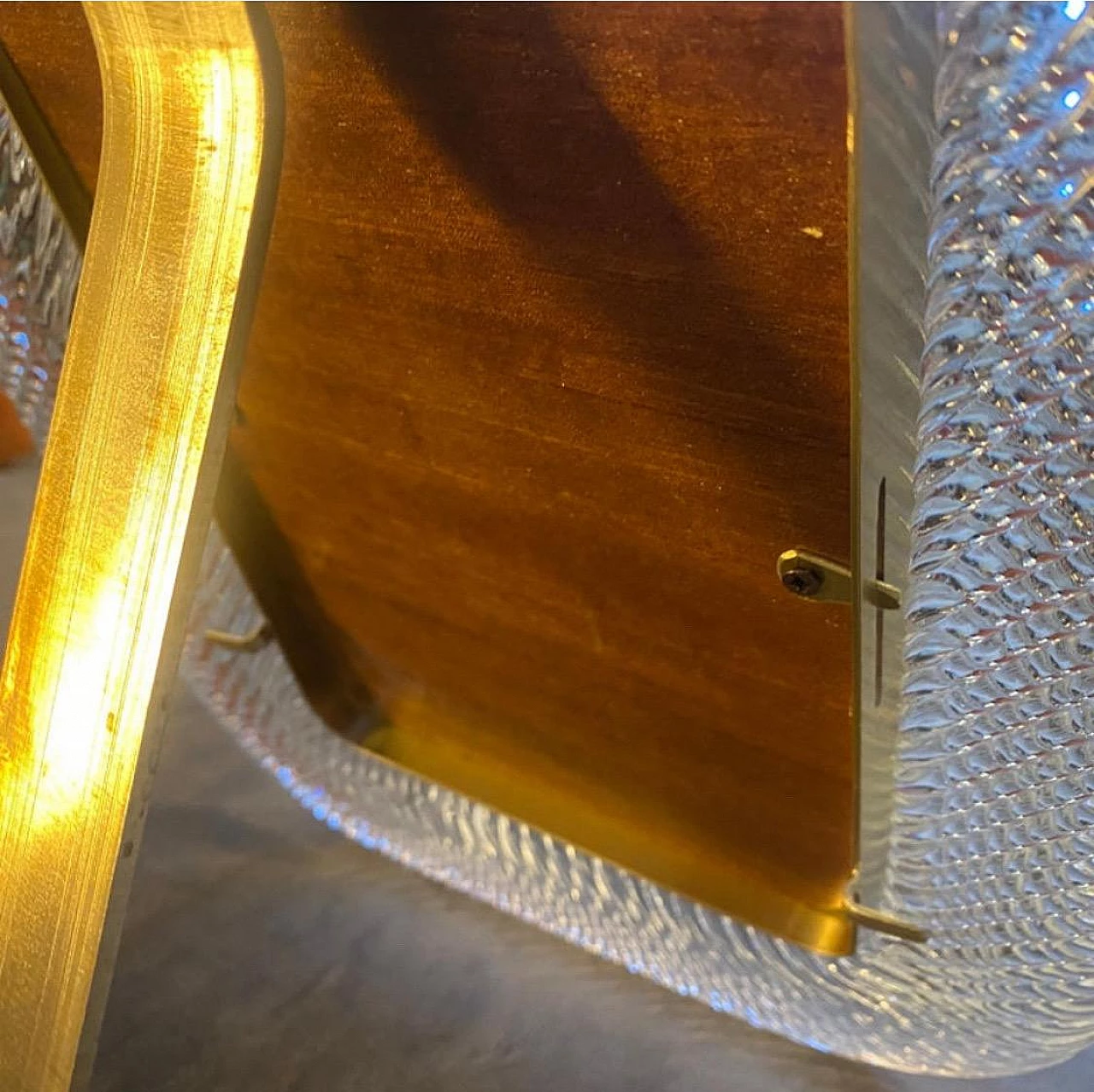 Murano glass and brass photo frame in Barovier style, 1980s 5