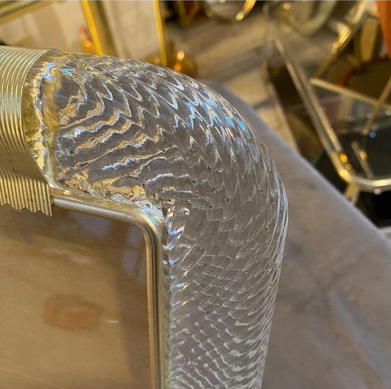 Murano glass and brass photo frame in Barovier style, 1980s 6