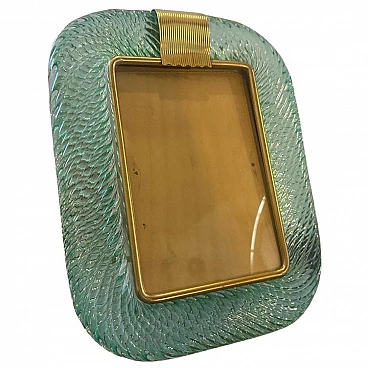 Brass and green Murano glass frame, 1980s