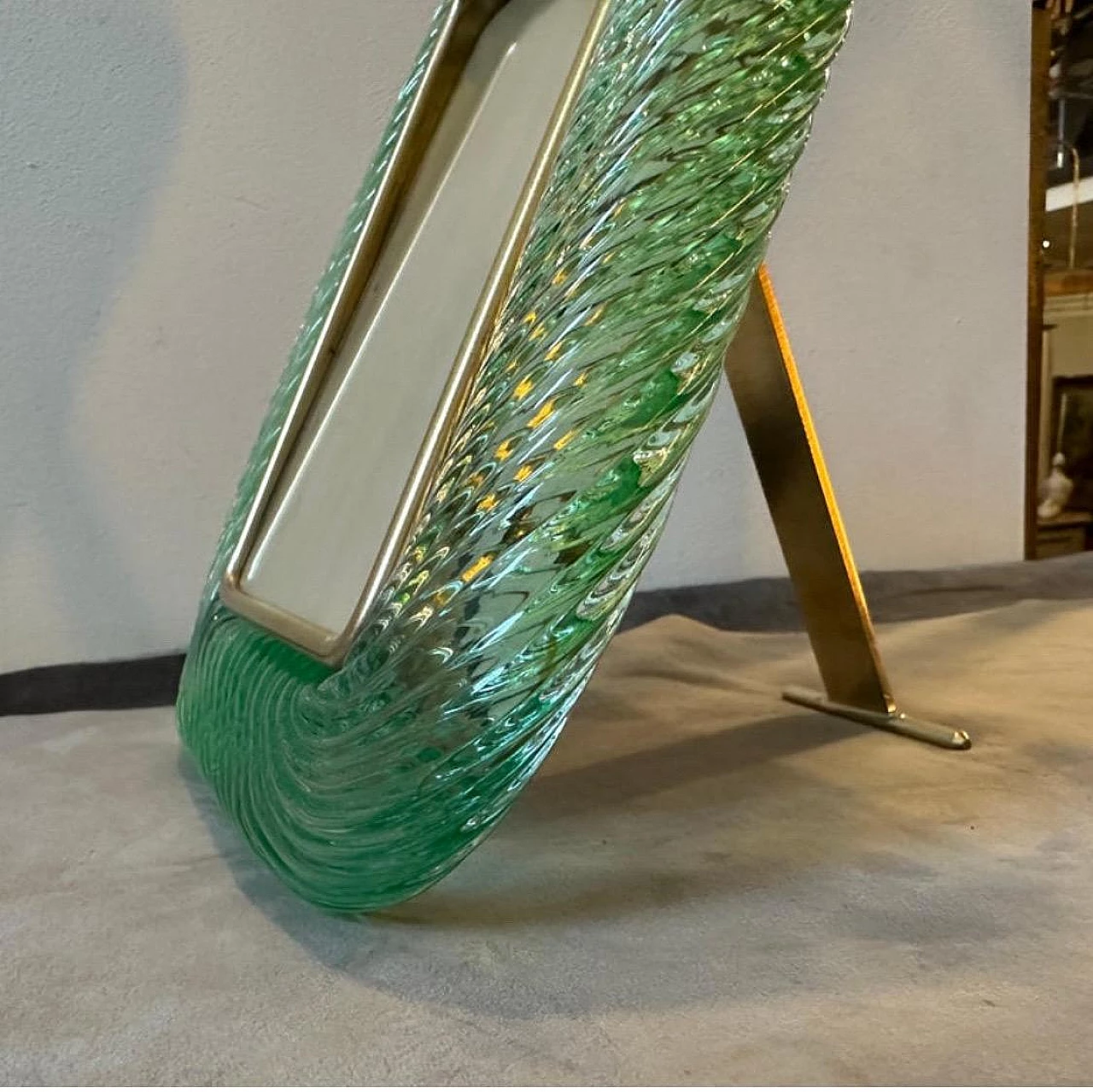 Brass and green Murano glass frame, 1980s 10