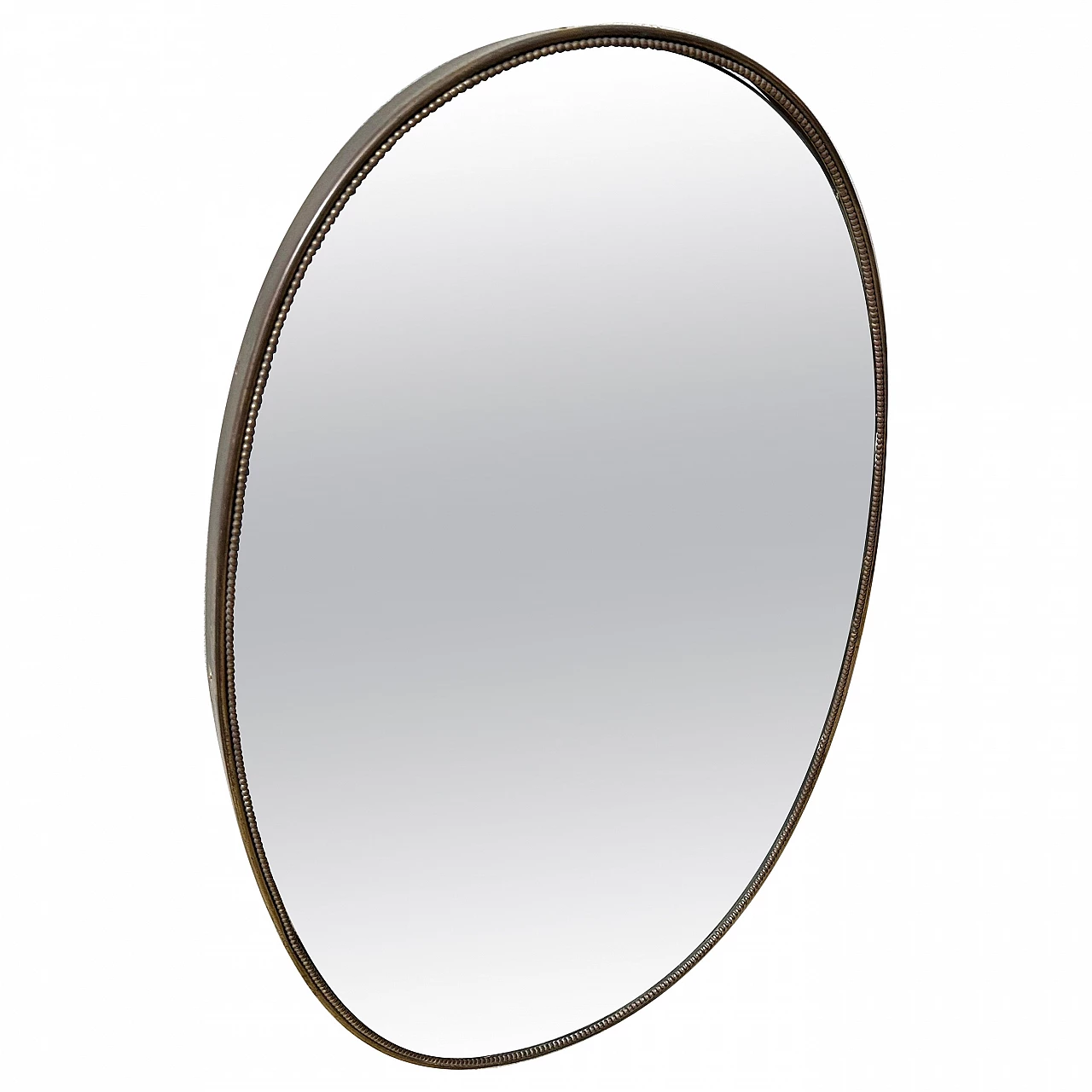 Oval brass wall mirror in Gio Ponti style, 1960s 1