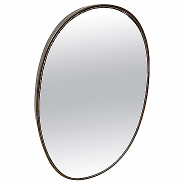 Oval brass wall mirror in Gio Ponti style, 1960s