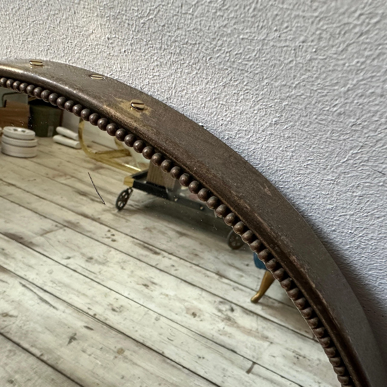 Specchio da parete ovale in ottone in stile Gio Ponti, anni '60 6