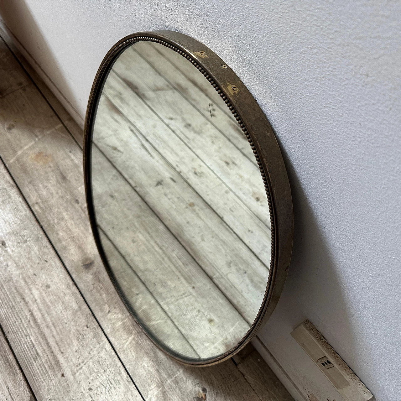 Oval brass wall mirror in Gio Ponti style, 1960s 7