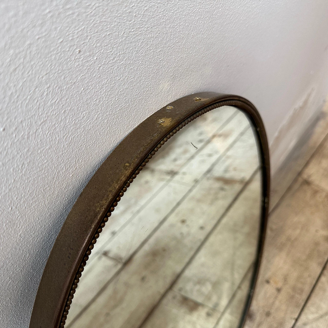 Oval brass wall mirror in Gio Ponti style, 1960s 8