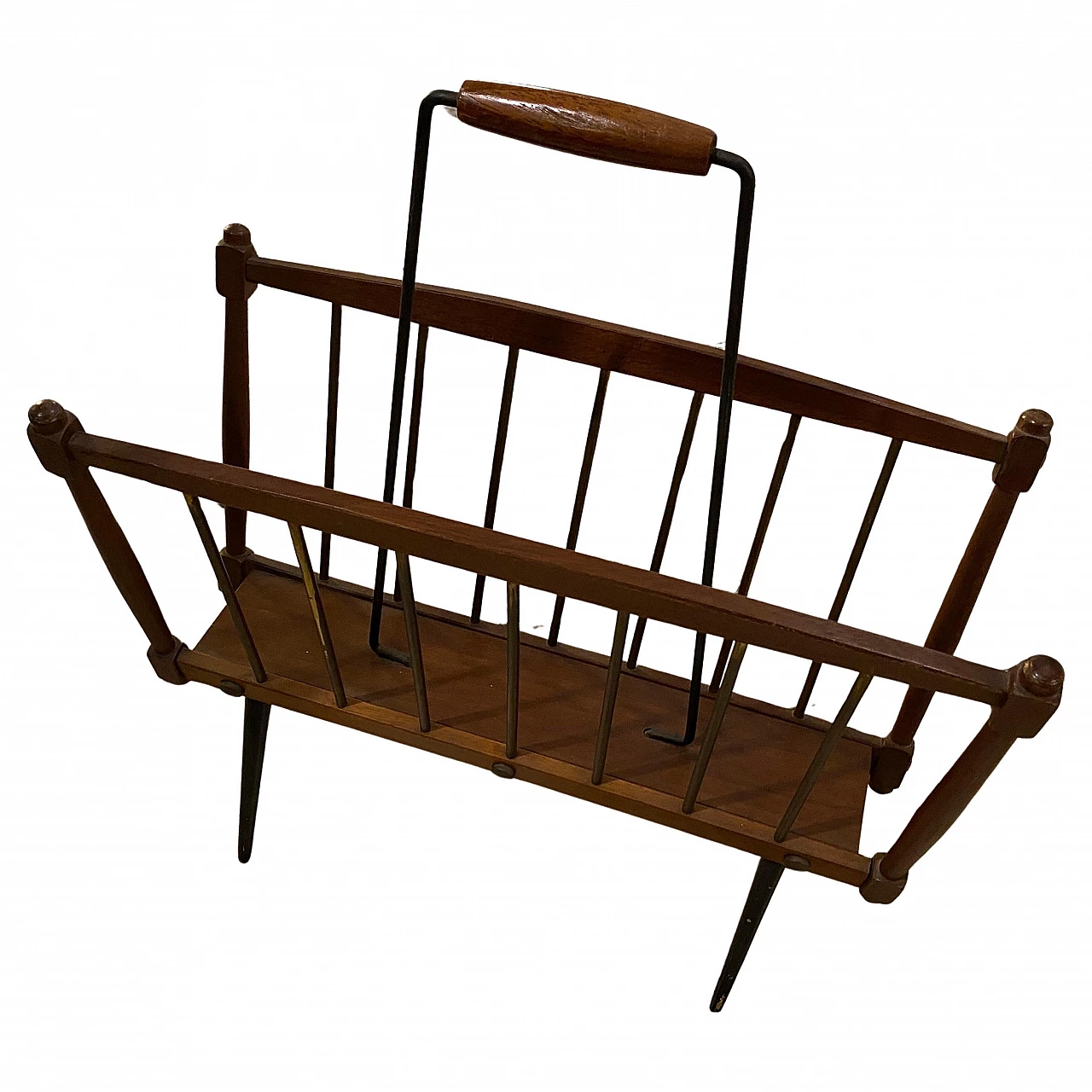 Teak and black painted iron magazine rack, 1960s 1