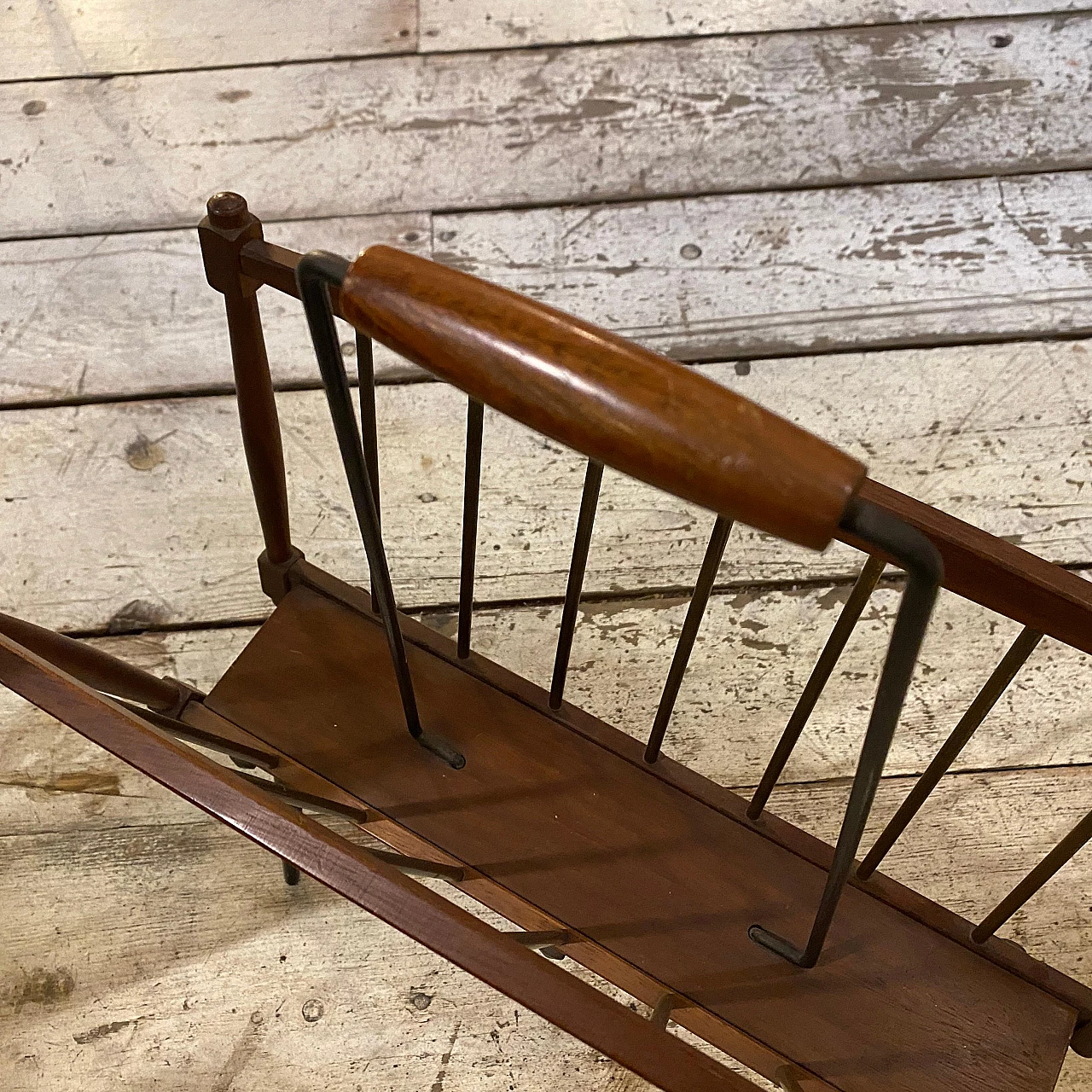 Teak and black painted iron magazine rack, 1960s 8