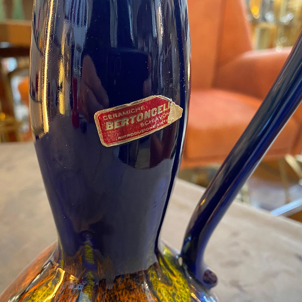 Blue ceramic pitcher by Bertoncello, 1970s 6