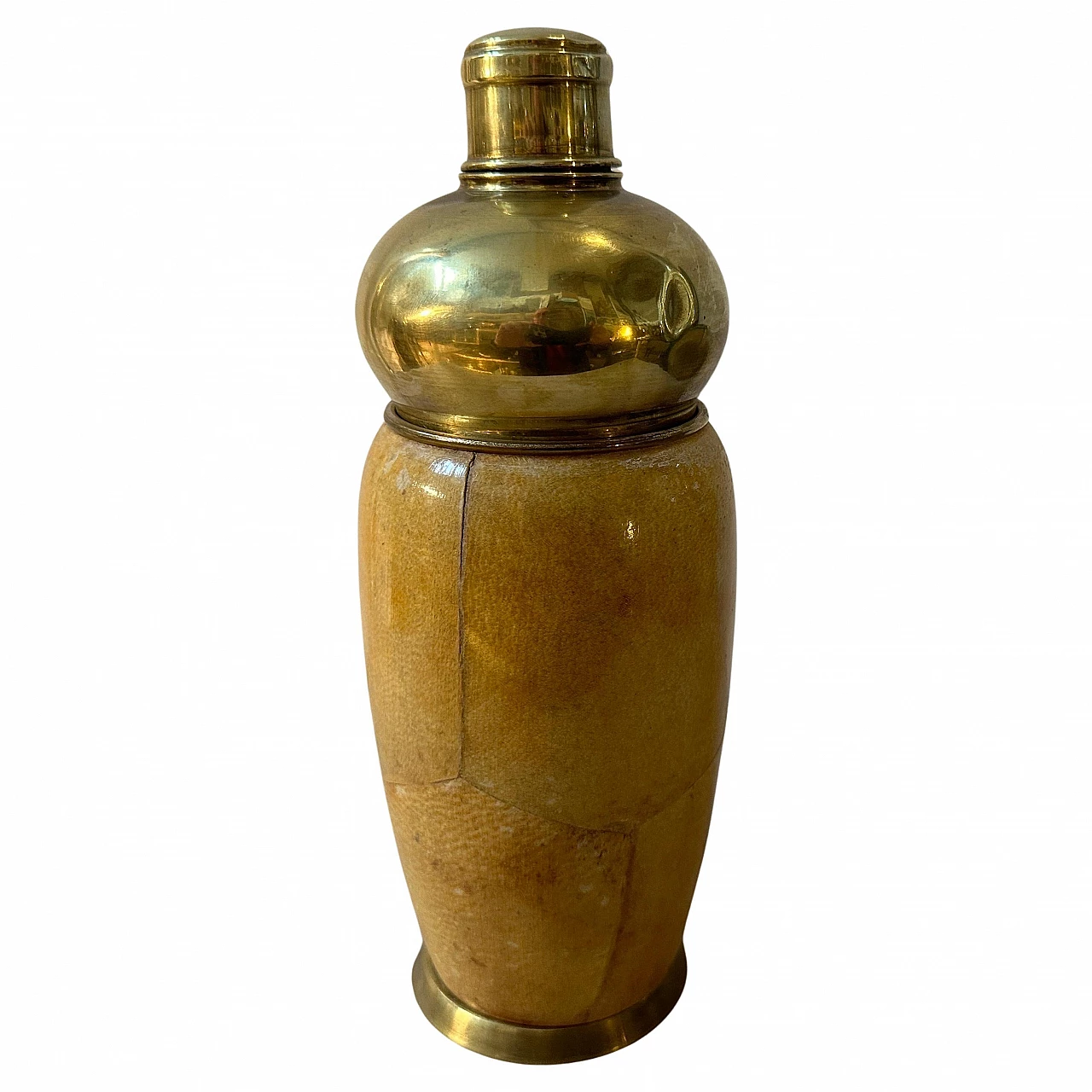 Brass and goatskin shaker by Aldo Tura for Macabo, 1950s 1