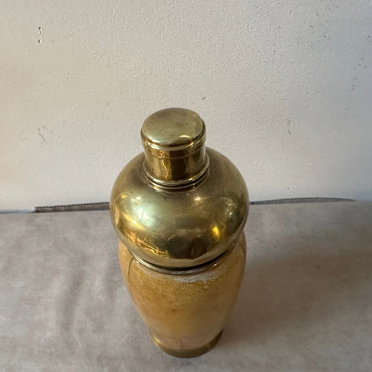 Brass and goatskin shaker by Aldo Tura for Macabo, 1950s 2
