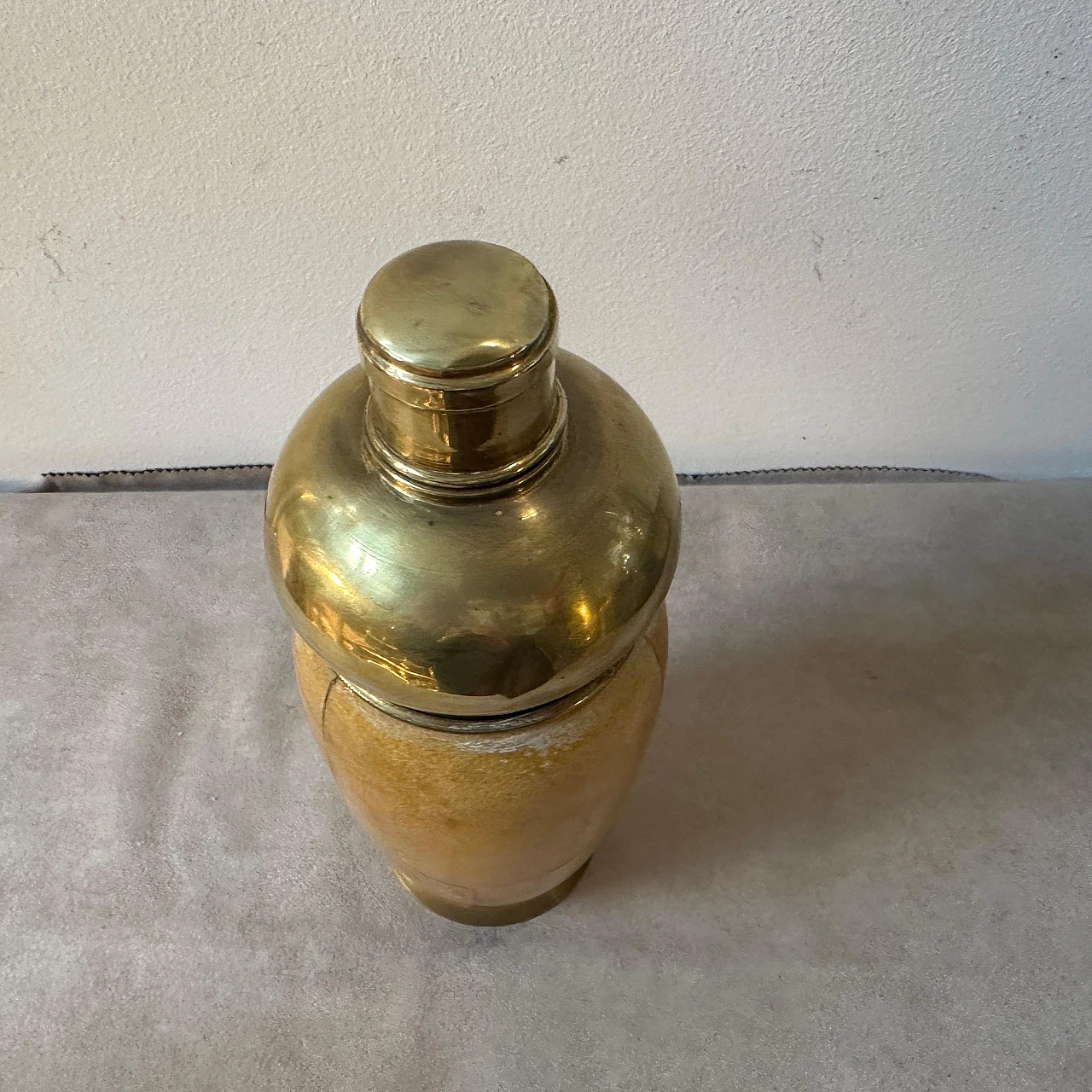 Brass and goatskin shaker by Aldo Tura for Macabo, 1950s 6