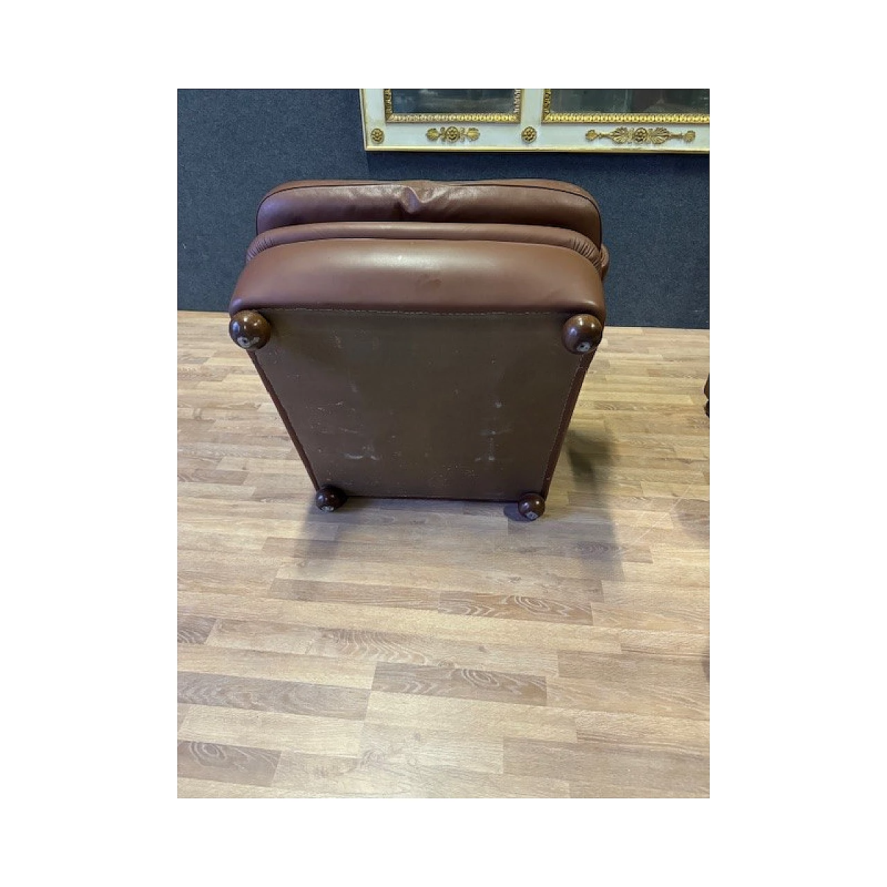 Coppia di poltrone in pelle marrone di Poltrona Frau, anni '70 10