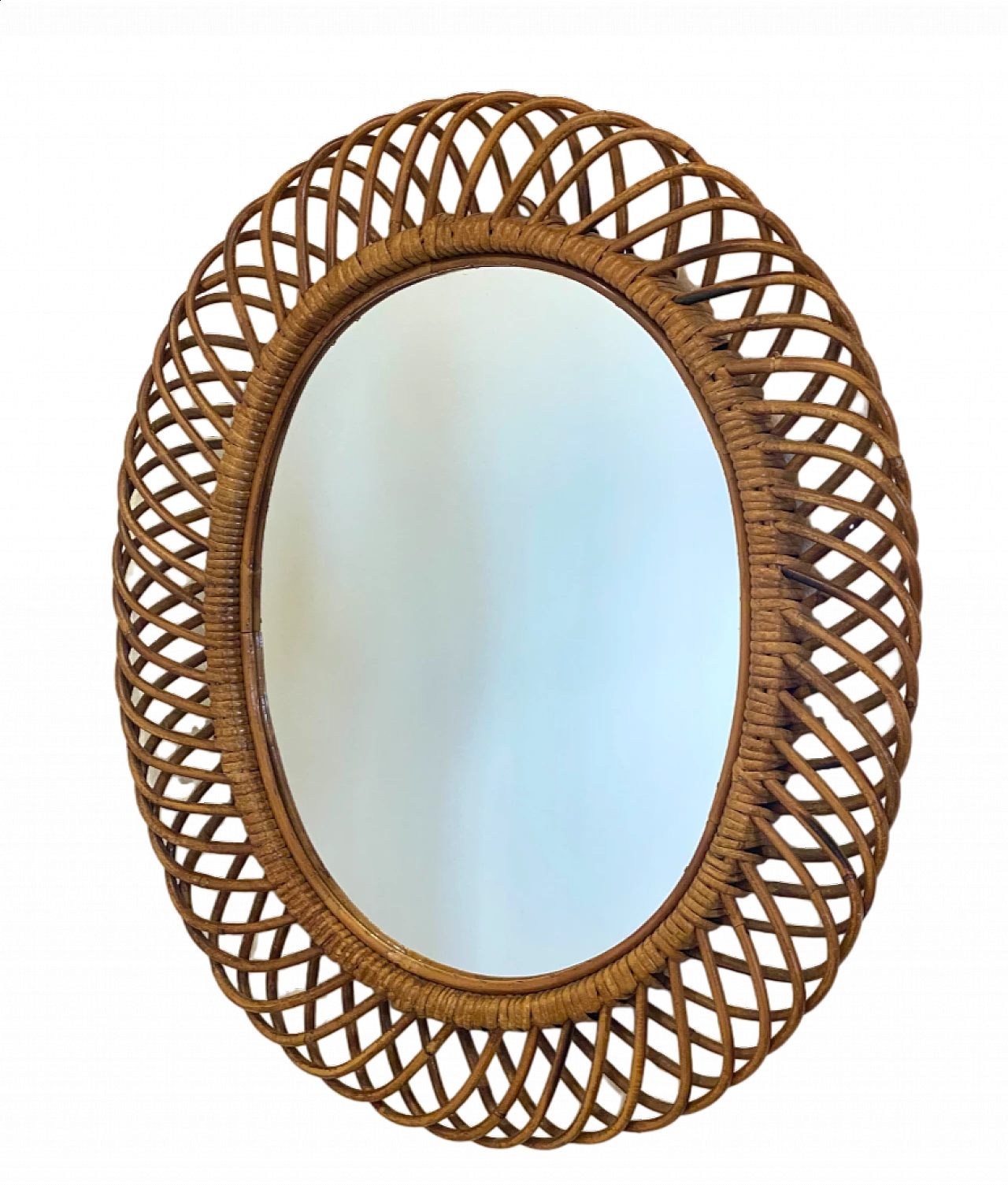 Oval bamboo mirror, 1970s 11